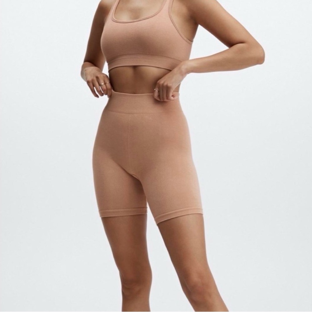 Tan Fabletics Ribbed Biker Short - Picture 4 of 4